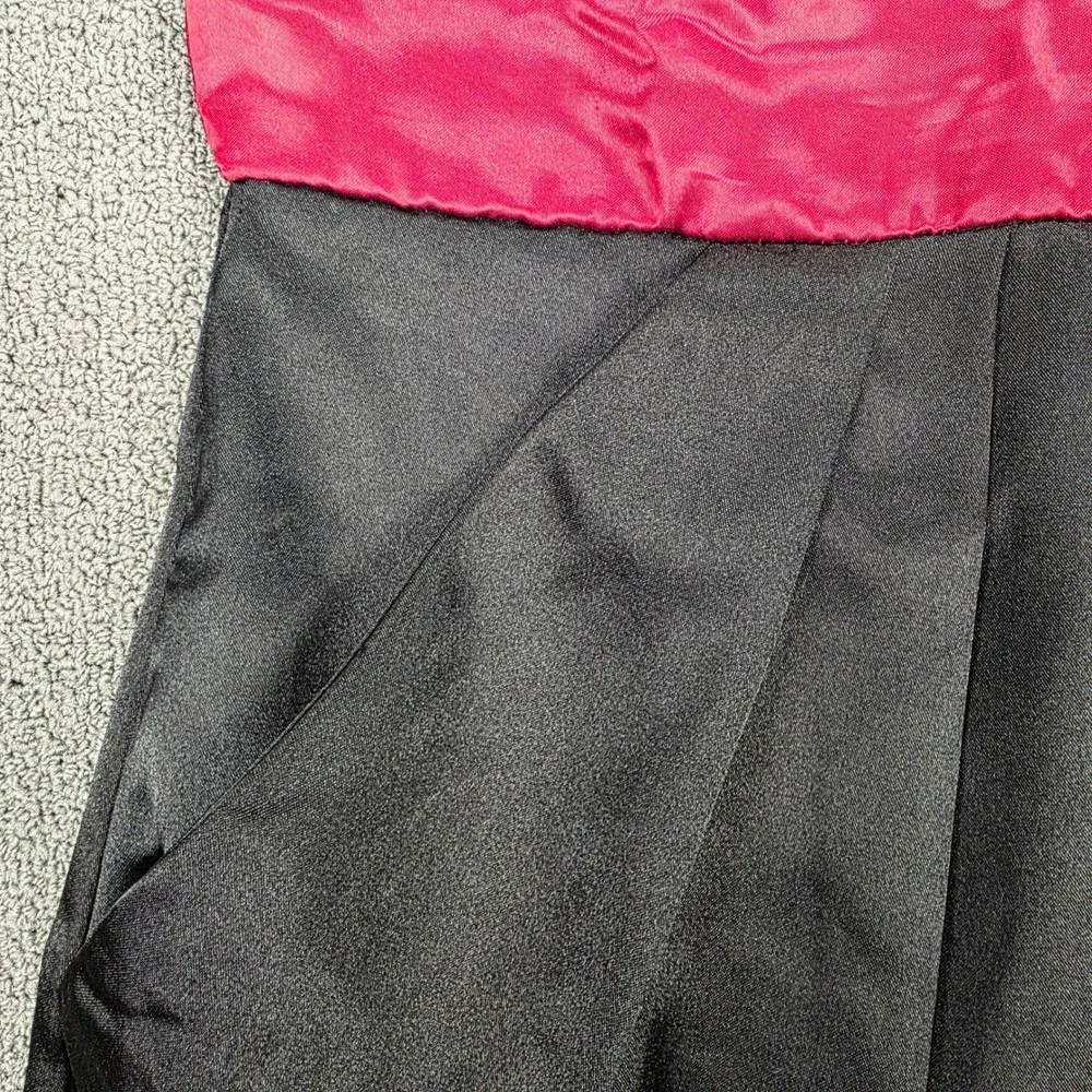 Speechless Strapless Sequin Satin Cocktail Dress‎ Black Red Rosette Sash Pockets